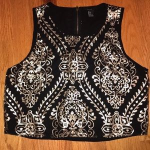 Black and gold sequin tank top